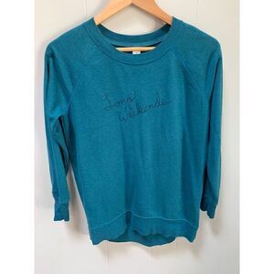 Old Navy Long Weekends Teal Sweatshirt XS